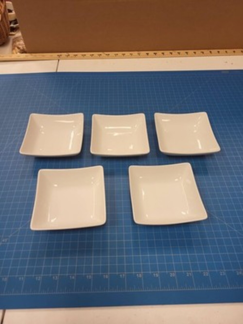 American Airlines 73B0700 Square Dishes 5 Piece Set White Ceramic 4.5" Serving